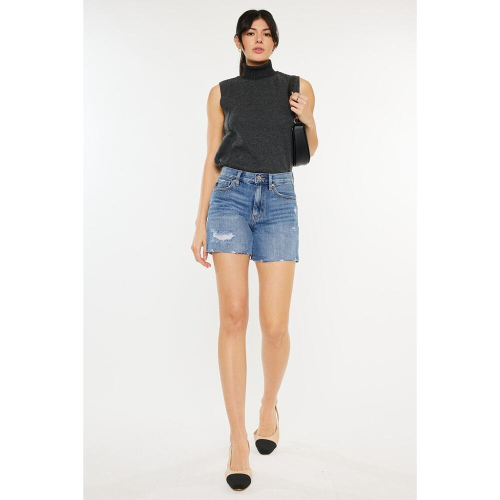 Kancan Distressed High Waist Denim Shorts - KC8613M - Size 7/27